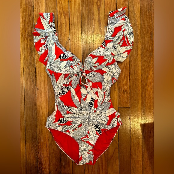 RACHEL Rachel Roy Island Getaway Tie-Front Ruffle One-Piece Swimsuit - Picture 2 of 5